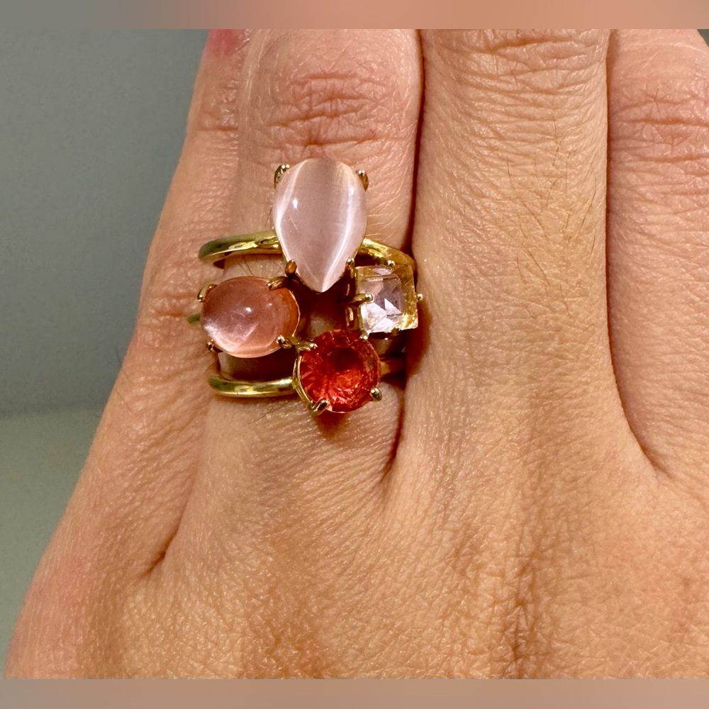 Kate Spade Gold and Pink Stone Stacking Rings